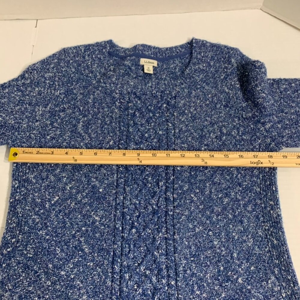 LL Bean Womens Medium Blue Cable Knit Sweater - Picture 6 of 9